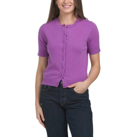WILT Petunia Cashmere Short Sleeve Cardigan Sweater - Picture 1 of 2